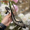 Dress Shoes Pearl Silvery Pointy Toe Sandals Mid Heel Slingback Solid Elastic Band Women's Summer Elegant Comfortable Party