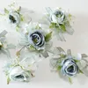 corsage Wedding Boutnieres Blue Roses Silk Bracelet Frs Groom Man Suit Butthole Brooch Pins Marriage Accories 95X8#