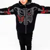 Mens Hoodies Sweatshirts Gothic Clothing Rhinestone Skeleton Jacket Hoodie Punk Långärmade gatukläder överdimensionerade dragkedja Mens Y2K Casual Hooded Sweatshirt N