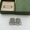 Met DOOS Diamanten Stud Oorbellen Wit Groen Grote Parel Luxe Vrouwen test Studs Vriendin Moeder Gift Jewelry272s