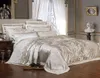 Sliver Gold Luxury Silk Satin Jacquard capa de edredão conjunto de cama queen king size Bordado conjunto de cama lençol conjunto de lençóis T20015473197