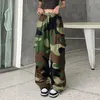 American Vintage Camouflage Cargo Hosen Frauen Sommer Streetwear Lose Gerade Breite Bein Hosen Frau 240321