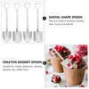 Spoons 4pcs Stainless Steel Coffee Spoon Shape Vintage Dessert Ice Cream Scoop