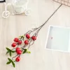 Decorative Flowers 64cm Artificial Hawthorn Fruit Branch Plastic Red Pomegranate With Leaves Wedding Party Garden Home Decorations