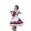 Costume de femme de chambre rouge noir Lolita Dr Big Bowknot Kawaii Costume de jeu de rôle Classique Style mignon Anime Cosplay Uniformes de serveur T8mH #