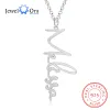 Necklaces JewelOra 925 Sterling Silver Personalized Vertical Cursive Nameplate Necklaces & Pendants Customize Name Necklaces for Women