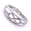 Link pulseiras homens mulheres casal metal sinal infinito pulseira de couro fivela fechamento charme pulseira casual jóias