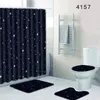 Rideaux de douche 2024 Tapis antidérapants Couverture de couvercle de toilette et tapis de bain Salle de bain imperméable avec crochets 4 pièces Pad