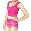 Persality Skin Pattern Super Bright Rose Red Leather 2 Piece Suit Costume Night Club DJ Singer Stage Equipment Dance Costume Z6MI#