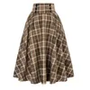 Rokken SISHION 2024 Een Lijn Swing Knoppen Lange Midi Vintage Groene Rok SS0037 Hoge Taille Plaid Voor Vrouwen Jupe