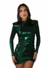 Dr Vestido Tinta unita Frcok Lg Maniche Dr Donna Abbigliamento Glutei sexy Avvolto Minigonna corta Summer Party Outfits u1Ug #