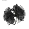 Hair Clips AWATYR Black Velvet Bow Hair Claws Double-sided Clip Shark Clip Large Hair Clip Back of the Head Headdress Hair Accessories Y240329