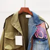 Chicever 2022 Spring Autumn High Quality Lapel LG Sleeve Fake Two Piece Denim Patchwork Vintage Coat Women Jacket Women 67Cr#
