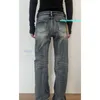 Женские джинсы, винтажные плиссированные отбеленные универсальные женские джинсы 2024, весенняя уличная одежда с низкой талией, сексуальные тонкие потертые прямые брюки