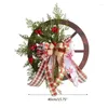 Decorative Flowers Christmas Wooden Wagon Wheel Wreath Simulation Hangable Ornament Supply