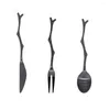 Ensembles de vaisselle 3 PCS Set à vaisselle noire Kit de fourchette de fourche