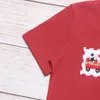 Комплекты одежды Комплект одежды для маленьких мальчиков Весенне-летний комплект из двух предметов с вышивкой в виде звездной тележки Красная футболка Черные шорты