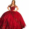 Angelsbridep Luxe Brillant Burdy Quinceanera Dres Robes De 15 Anos Hors Épaule 3D Fr Applique Formelle Robe Princ P0aj #