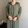 Ubranie etniczne Abaya dla kobiet Dubai Bliski Wschód Arabski Jellaba Ramadan Eid Loose Robe Green Long Rleeves V-dół Dowód Otnzi