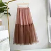 Skirts 2024 Summer Tutu Tle Skirt Vintage Midi Pleated Soft Mesh Womens Lolita Bridesmaid Faldas Mujer Saias Jupe Drop Delivery Appare Otnmb