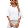 Blouses Designer Women Soild O-Neck Front Decoration Blouses Casual Clothing For Summer