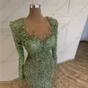 glitter Women's Lg sleeved Evening Dres Mermaid Round Neck Elegant Princ Prom Gowns Formal Fi Celebrity Party Robe t5Tl#