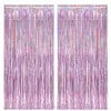 Party -Dekoration 2pack 2m Rose Pink Laser Metallic Folie Lastkinder Randvorhang Hintergrund Geburtstag Hochzeit Bachelorette Erwachsene Kinder