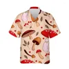 Men's Casual Shirts Cool 3D Printed Mushroom Floral Hawaiian Shirt For Men Summer Streetwear Beach Blouses Short Sleeve Male Clothing