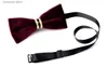 Bow Ties عالية الجودة للرجال المأدبة الذهبية فيلفيت الزفاف الماس Bowtie for Man Business Classic Velvet Bow Tie Butterfly Y240329