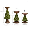 Mum Tutucular Noel Ağacı Ev Dekorasyon Xmas Masaüstü Dekor Reçine El Sanatları Oturma Odası Yıl Süsleme Tealight Candlestick