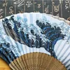 Decoratieve Beeldjes Japanse Vouwen Fan Zijde Hand Mount Kanagawa Golven Pocket Wedding PartyDecoration Gift Thuis Muur Decoratio