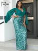 Missord Elegant Green Sequin Plus Size Party Dres Women V Neck Mesh Cloak Sleeve Bodyc Evening Prom Dr Ladies LG GOWN R4RS#