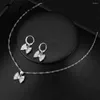 Ensemble collier et boucles d'oreilles en argent Sterling 925 pour femmes, en forme de nœud, zircone cubique, pour cadeau de fête