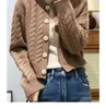 秋と冬の女性の新しいCmere Twist Cardigan緩んだ厚いねじれた短いセーターニットコート100％純粋なウール。 97dm＃