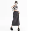 Jupe Cargo rétro américaine pour femmes, Design fendu d'été, cordon de serrage, taille haute, mi-longue, Y2k, vêtements de mode Streetwear 240327