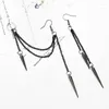 Dangle Earrings Punk Black Tassel Chain Asymmetric Rivet Long Ear Cuff For Women Gothic Hiphop Party Jewelry Pendientes