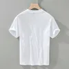 Men's T-Shirts 182 100% cotton and 100% linen patch work fashion T-shirt for mens summer fashion short sleeved double pocket youth comfortable vintage T-shirt J240322