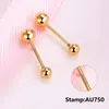 Stud Earrings Real 18K Gold Screw Pure Solid AU750 Doudou Double Ball For Women Fine Jewelry Gift
