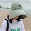 넓은 챙 모자 바이저 여성 모자 유행하는 큰 태양 보호 여름 통기성 UV 버킷 여행