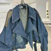 Streetwear denimjackor kvinnor 2024 ropa mujer lapptäcke läder pu casual outwear y2k topps harajuku fi vintage rockar n2m0#