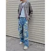 foufurieux New Vintage Streetwear Harajuku Ripped Baggy Gothic Pant Woman Hip Hop Punk Spring Summer Jeans Men Denim Trousers 89GO#