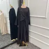 Vêtements ethniques 2 pièces Abaya Set Ramadan Eid Perles islamiques Femme musulmane Tenues assorties Kimono Robe à manches longues Robe de Dubaï Caftan