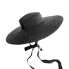 Grand large bord plat haut chapeau de paille de soleil été à la mode avec de longs chapeaux de ruban pour les femmes vacances vintage plage visière casquette rétro 240325