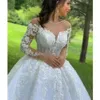 Vestido de bola Princ Wedding Dres O Cuello Apliques de encaje con cuentas LG Mangas Dres de boda para mujeres Vestidos de Novia 2023 S6kB #