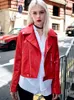 Fitaylor Autumn Winter Women Faux Pu Leather Coat Casual Lady Red Motorcykeljacka Vintage Lapel Short Biker Jacket D604#