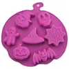 Baking Moulds Halloween Holiday Style Silicone Cake Mold 7 Cavity Pumpkin Ghost Bat Shape Cookies Chocolate Molds DIY Tool