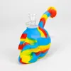 Cool Colorful Skull Head Silicone Waterpipe Pipes Herb Tobacco Glass Oil Rigs Filter Handle Bowl Rökning Cigarett Bong Bubbler Hosah Holder