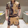 Men's Tracksuits Summer Handsome Polo Shirt Short-sleeved Pants A Set Of Casual Fashion Two-piece 2024 High-end Short Printed Suit