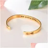 Manchet Mode Inspirerende Letter Bangle Keep Ing Going Armband Titanium Staal Pijl Gegraveerde Geschenken Voor Drop Delivery Sieraden Armband Dhfbs