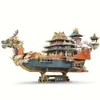 1PC中国スタイルのドラゴンボートオーナメント、3Dペーパー組み立てモデル、3次元ジグソーパズル、手作りの飾りDIY、ホームリビングルームオフィスの装飾用、